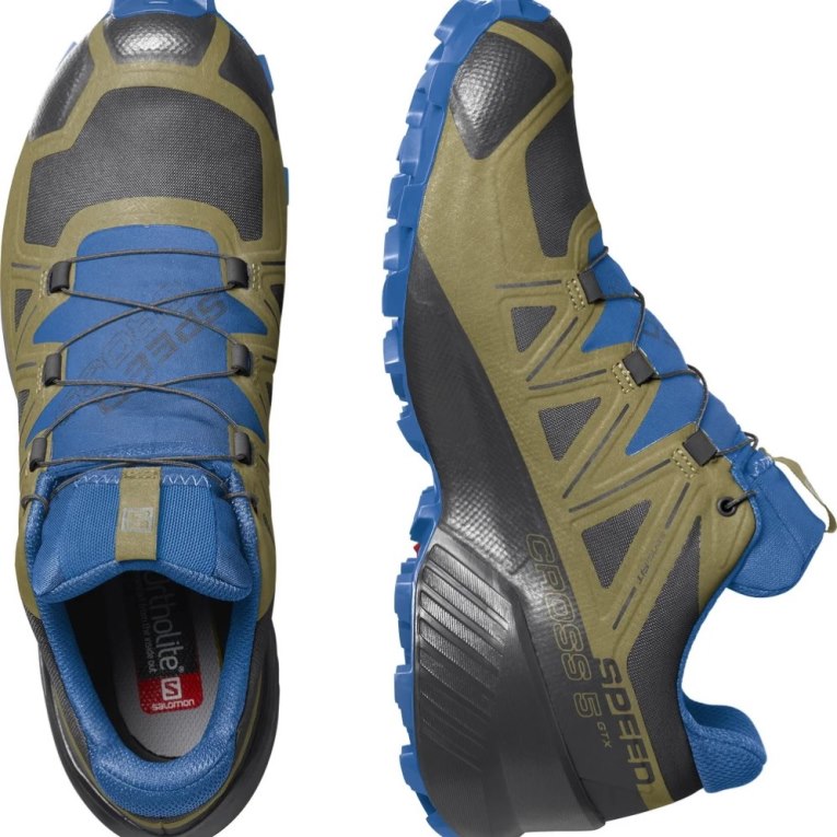 Salomon Speedcross 5 GTX Men's Trail Running Shoes Black / Blue / Olive | CA 53P90